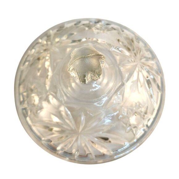 Anchor Hocking  Star Of David Clear Pressed Glass Candy Dish With Lid - Picture 10 of 10